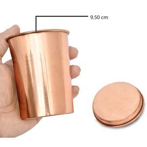Handmade Pure Copper Plain Glass with Lid Copper Plain Design Tumbler Drinkware Serveware Capacity -300 ml Each (Set of 2) - Product Image 6