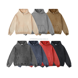 Otoño algodón pesado 420g Vintage suelto de moda lavado Terry Sudadera con capucha OEM Logo algodón hombres ácido lavado pulóver sudaderas con capucha - Product Image 2