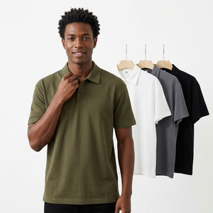 Polo en coton à manches courtes pour homme, couleur unie, respirant, style décontracté, coupe classique - Product Image 4