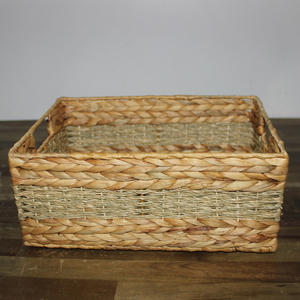 <b>Water</b> Hyacinth Rustic Foldable <b>Storage</b> Basket Multifunctional Room <b>Storage</b> <b>Container</b> for Kitchen Dining Home Decoration - Product Image 4