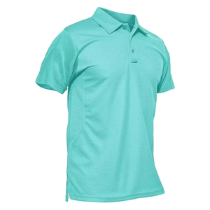 Polo de Manga Corta Azul para Hombre, Color Sólido, Tejido de Punto, Secado Rápido, Corte Regular, Camisetas Polo para Hombre - Product Image 3