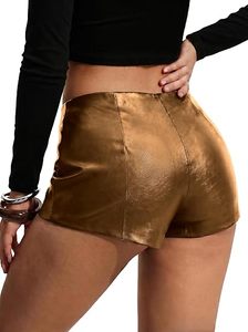 Shorts de motard en similicuir pour femmes, design personnalisé, en cuir PU extensible, shorts de mode, vente en gros, OEM ODM, directement de l'usine - Product Image 2