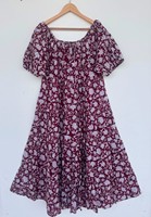 Robe longue rouge florale pour femme, robe d'été en coton, manches courtes, tenue bohème pour pique-nique et vacances