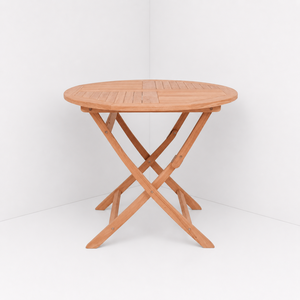 Outdoor Teak <b>Folding</b> <b>Table</b> for Hotel Resort Patio Projects Round Wooden Dining Furniture for Hospitality Contract Applications - Product Image 6