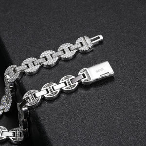 Luxury Men's 925 Silver Diamond <b>Bracelet</b> Round Brilliant Cut Pave Setting Chain Link Everyday Wear - Product Image 2