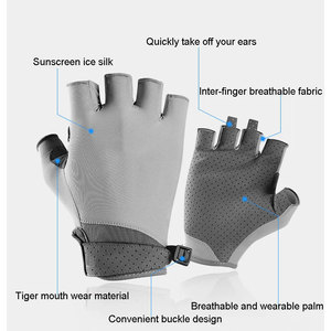 Gants de pêche demi-doigts pour hommes et femmes, protection solaire anti-uv, gants sans doigts pour la pêche, le canoë, la pagaie, la voile - Product Image 3