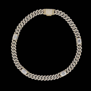 Cadena cubana de lujo con diamantes de plata 925, estilo baguette, joyería llamativa para hombres y mujeres, de primera calidad. - Product Image 3