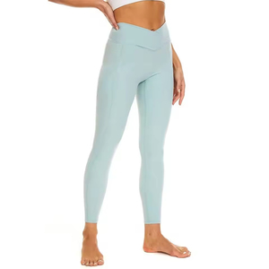 Leggings pour femmes de haute qualité, taille mi-haute, séchage rapide, respirants, écologiques, extensibles, sans coutures, longueur intégrale, en nylon et élasthanne, pour le fitness - Product Image 1
