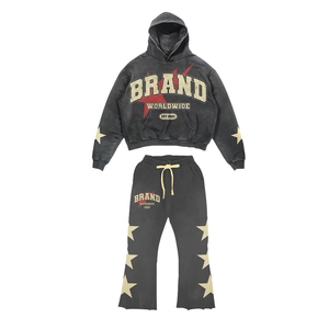 Ensemble de survêtement léger personnalisé pour homme – Hoodie oversize et pantalon de jogging effet délavé vintage – Style streetwear – Conception OEM ODM - Product Image 2