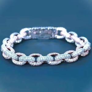 Luxury Rose Gold Plated Diamond Chain Link <b>Bracelet</b> Round Brilliant Cut Pave Setting Geometric Unisex Everyday Wear - Product Image 3