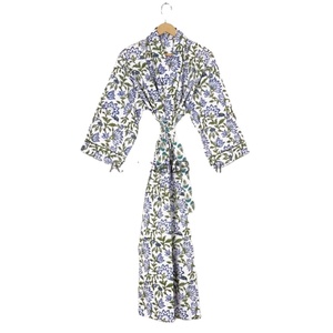 ชุดกิโมโนผ้าฝ้ายพิมพ์ลายดอกไม้สำหรับผู้หญิงทำด้วยมือ - Product Image 1