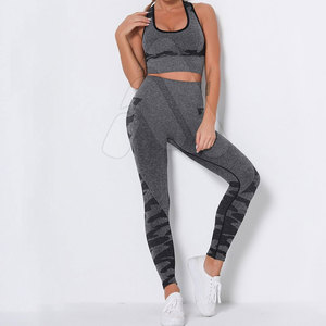 Ensemble de yoga pour femmes à haute élasticité, 2 pièces, soutien-gorge de sport respirant et leggings, vêtements de sport - Product Image 6