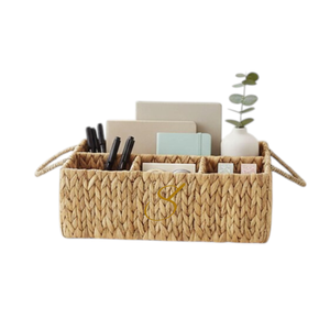 Laquedecraft <b>Wicker</b> 4-section Water Hyacinth <b>Storage</b> <b>Basket</b> <b>for</b> Organizing Bathroom Kitchen <b>Shelves</b> Supplies Organization - Product Image 1