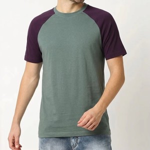 Men <b>Raglan</b> Sleeve T Shirt Premium Cotton Breathable Soft Fabric Short Sleeve Crew Neck Casual Two Tone Summer Tee <b>Top</b> Stylish - Product Image 1