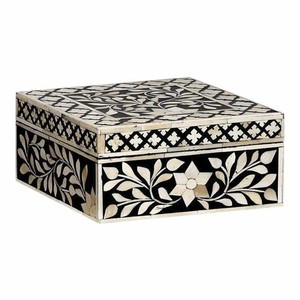 Boîte à bijoux en MDF incrusté de résine et d'os fait à la main avec logo personnalisé écologique pour les femmes à des fins de cadeaux disponibles en vrac - Product Image 2