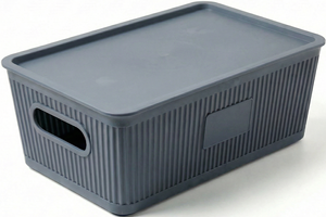 Fluted Storage Small <b>Basket</b> with Lid PP <b>Plastic</b> 3-6L Capacity Portable & Durable Eco-Friendly - Product Image 4