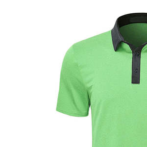 เสื้อเชิ้ตแขนสั้นสีเขียวสำหรับผู้ชาย ทรงปกติ คอสูง ระบายอากาศได้ดี ผ้าถัก 100% คอตตอนเจอร์ซีย์ สไตล์ลำลอง ดีไซน์โอเวอร์ไซส์ - Product Image 5