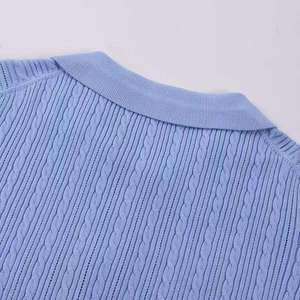 T-shirt classique tricoté à manches courtes, style quatre saisons, avec logo brodé, nouveau style, t-shirt à manches courtes en tricot torsadé - Product Image 4