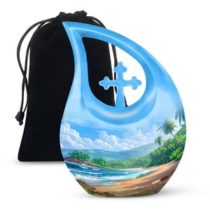 Urne funéraire en forme de larme de papillon bleu pour urne gravée de cendres humaines pour urne masculine adulte avec sac en velours gratuit - Product Image 2