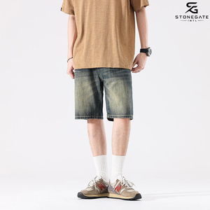Pantalones Cortos de Mezclilla Lavada de Cintura Alta para Hombre, Bermuda de Algodón con Botones y Bolsillos, Estilo Casual de Verano 2026 - Product Image 3