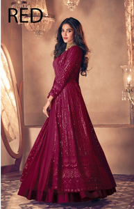 Mode indienne à la mode pour les femmes longue soie Banglory avec broderie Anarkali Kurti robe avec Dupatta costume de fête de mariage - Product Image 6
