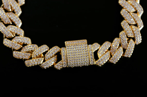 Pulsera de Cadena con Diamantes Chapada en Oro de 22K para Hombre, Corte Brillante Redondo, Estilo Hiphop, Joyería de Uso Diario - Product Image 3