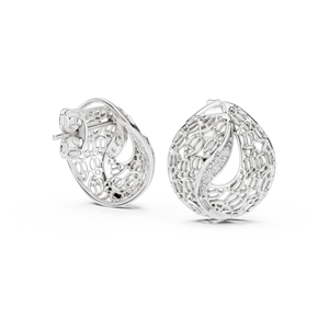 Luxury Vintage Silver Leaf Diamond <b>Stud</b> <b>Earrings</b> IGI Certified Minimalist Womens Fine Jewelry for Wedding & Anniversary - Product Image 3