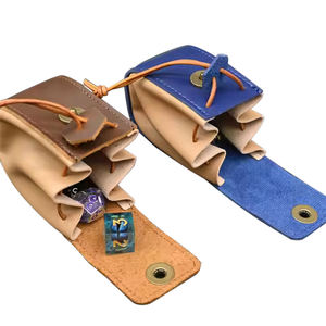 Elegante Bolsa Plegable de Lujo para Dados de Cuero PU Azul, Bandeja para Dados de Juego DnD, Bolsa con Cordón para Monedas y Llaves con Botón - Product Image 1