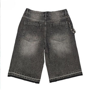 Shorts Bermuda en jean délavé pour homme, taille mi-haute, avec rivets décoratifs, style urbain, en coton tissé, fermeture boutonnée - Product Image 2