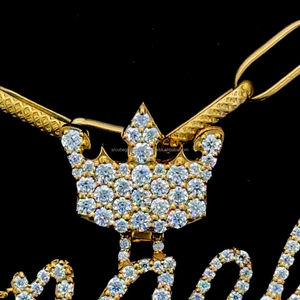 925 argent plaqué or lettre rappeur pendentif pour hommes femmes Moissanite diamant personnalisé avec couronne caution initiale lettre pendentif - Product Image 4