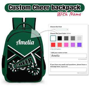 Cheer <b>Backpack</b> Green Black White Sublimation Print Front Logo <b>Children</b> Polyester Material Zipper Closure - Product Image 4