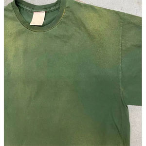 Camiseta Verde Musgo con Lavado Ácido para Hombre y Mujer 2026, Estilo Vintage Desgastado, Oversize, Algodón Grueso, Top Urbano Streetwear HD - Product Image 2
