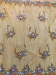 Tela de encaje de malla de poliéster/algodón antiestática de peso medio, 5 yardas, con diseño floral y pedrería, de última colección y alta calidad. - Product Image 1