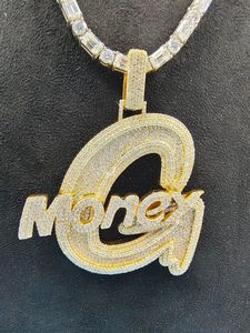 Colgante de Letra Personalizado de Plata de Ley 925 con Baño de Rodio y Moissanita, Estilo Hip Hop para Uso Diario Unisex - Product Image 6