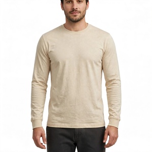 Camiseta de Manga Larga para Hombre, Cuello Redondo, 100% Algodón, Corte Regular, Color Liso, Tejido de Punto, Teñido Simple, Ecológico, Transpirable, de BD - Product Image 2