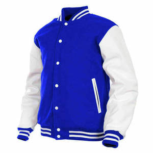Blouson universitaire unisexe personnalisé en laine polaire épaisse, noir et blanc, avec col montant et motif gaufré, idéal pour l'hiver – Vente en gros - Product Image 1