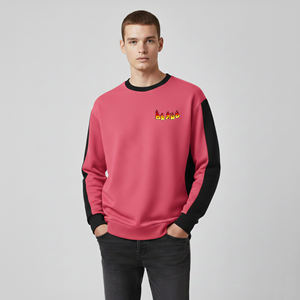 Nouveau sweat-shirt à col rond rose pour homme avec logo flamme, coupe classique, manches longues, tricoté, décontracté, pour l'automne - Product Image 1