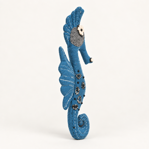 Caballito de Mar Azul Bordado, Juguete de Peluche Hecho a Mano, Muñeco de Peluche, Accesorios de Cumpleaños, Regalo Marino para Niños, Decoración de Guardería - Product Image 3