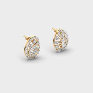Boucles d'oreilles clous ovales en diamant, grappe de diamants marquise et poire, plaqué or rhodié, bijoux pour femme - Product Image 3