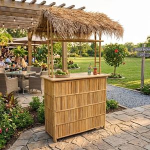 Bar en bambou artisanal le plus vendu avec toit pour jardin tropical, patio et espaces de divertissement en plein air - Product Image 2