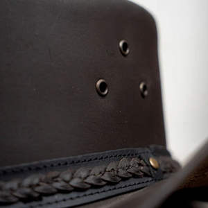 Sombrero de Vaquero Unisex de Cuero para Exteriores con Banda Trenzada, Sombrero de Vaquero de Cuero Vacuno Duradero con Ala Curva - Product Image 4