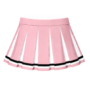 Falda Deportiva Plisada Rosa Claro Personalizada por el Fabricante, Disfraz de Baile para Mujer, Uniforme Deportivo con Diseño de Rayas Blancas - Product Image 2