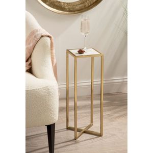 Mesa de Centro Delgada con Acabado Dorado y Tapa de Vidrio Cuadrada, Mueble de Diseño Contemporáneo que Ahorra Espacio para una Sala de Estar y Bar Elegantes - Product Image 2
