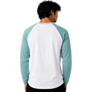 <b>White</b> And Mint Green Raglan Long Sleeve T Shirt Men Premium Cotton Crew Neck Graphic Baseball Tee Custom OEM Streetwear Apparel - Product Image 2