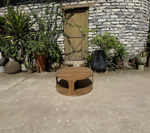 Mesa de Centro con Patas de Madera y Tablero de Madera, Diseño Rústico, Mueble para Sala de Estar, No Plegable, Estilo Antiguo SONG KON SK2026, 1 Año de Garantía - Product Image 3