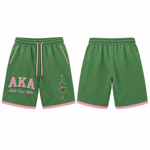 Shorts décontractés pour hommes Alpha Kapa Alpha rose et vert avec logo 1908 et cordon de serrage - Product Image 4