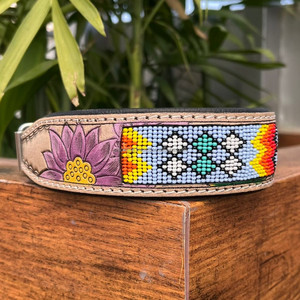 Collier de chien en cuir de vachette de qualité supérieure colliers pour animaux de compagnie perlés en cuir usiné à la main durables pour petits chiens de taille moyenne chiots chats - Product Image 4