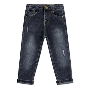 Jean droit délavé style hip-hop décontracté pour enfant avec décoration délavée - Product Image 2