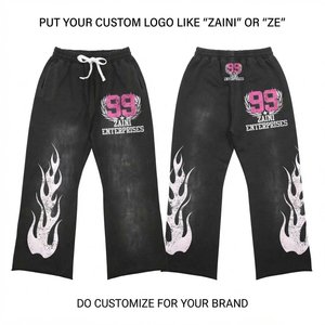 Pantalones Deportivos de Cintura Alta con Cordón Ajustable, Lavado Ácido y Efecto Desgastado por el Sol, de Felpa de Algodón de 320 GSM, Material de Primera Calidad de Zaini Enterprises - Product Image 1