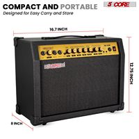 Amplificateur de guitare électrique portable 50W avec haut-parleur intégré de 8 pouces, modèle D0100XUV47Y, entrée auxiliaire, accessoires d'instruments de musique